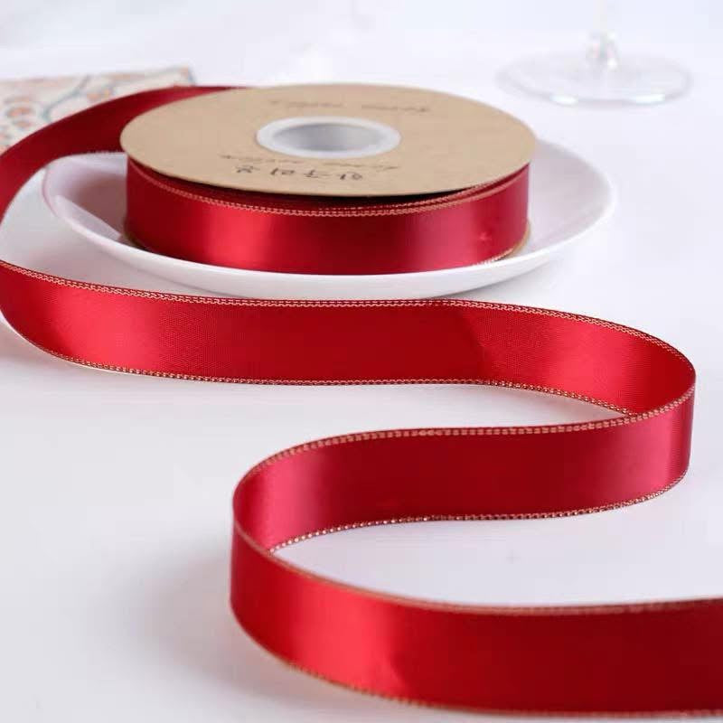 Silk Satin Ribbon(Golden Border)
