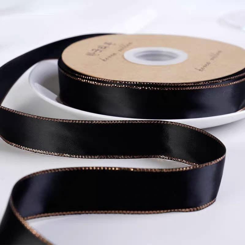 Silk Satin Ribbon(Golden Border)
