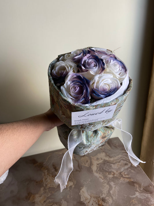 Ivory Violet Rose Bouquet