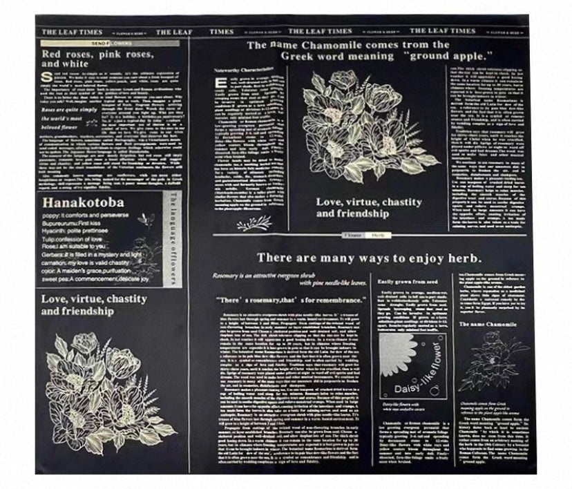Newsprint Floral Paper