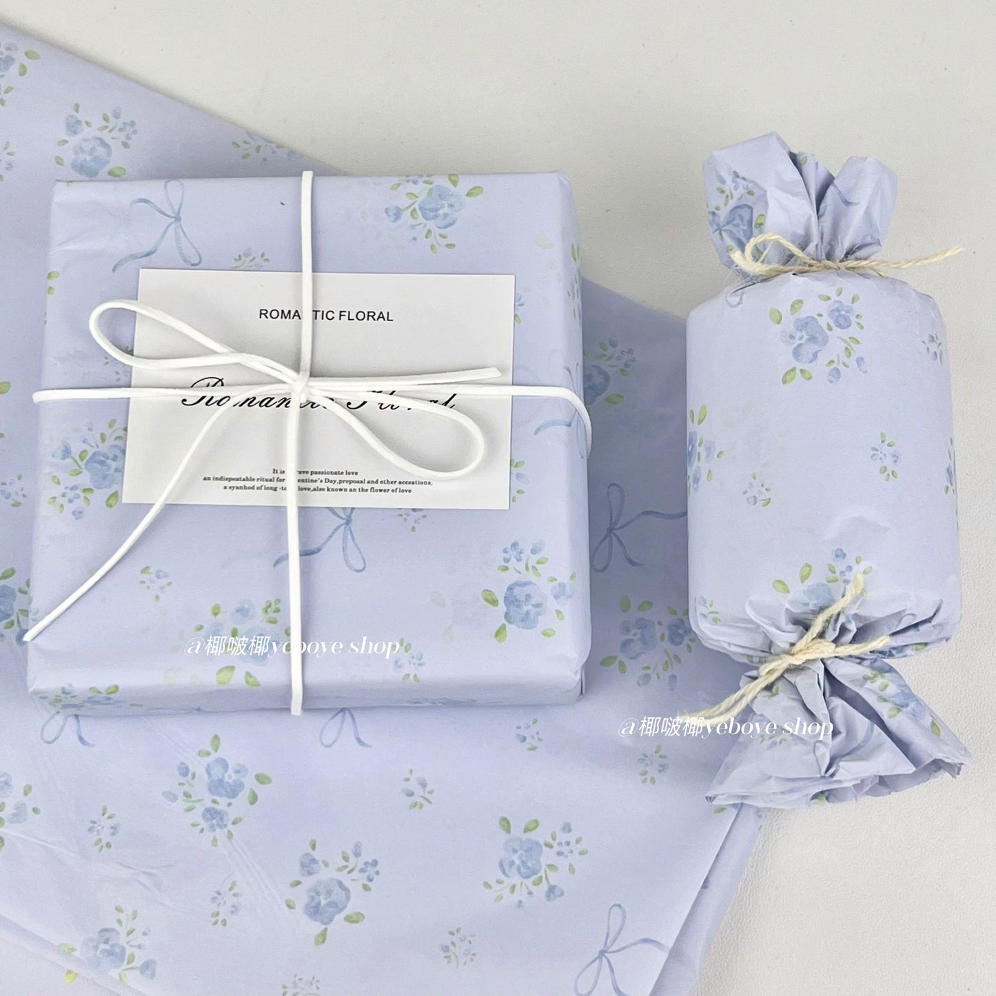 Printed Tissue Paper- Blue Bow