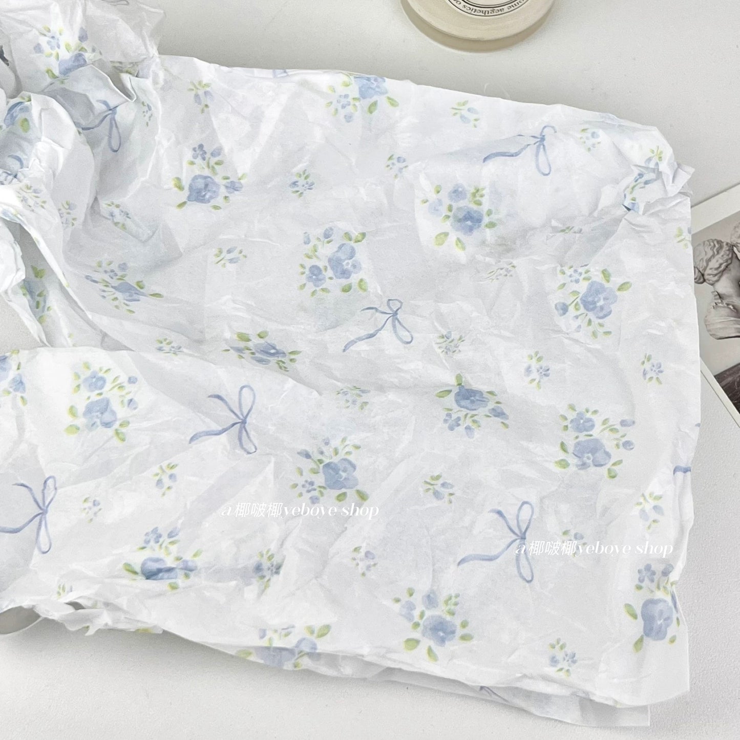 Printed Tissue Paper- Blue Bow