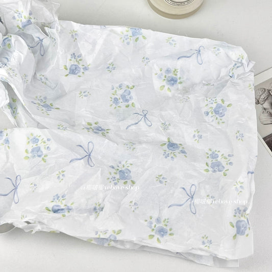 Printed Tissue Paper- Blue Bow