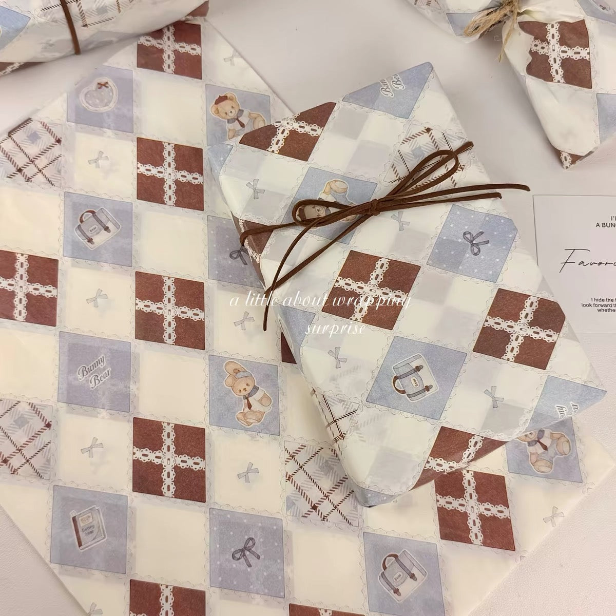 Printed Tissue Paper-Plaid Bear