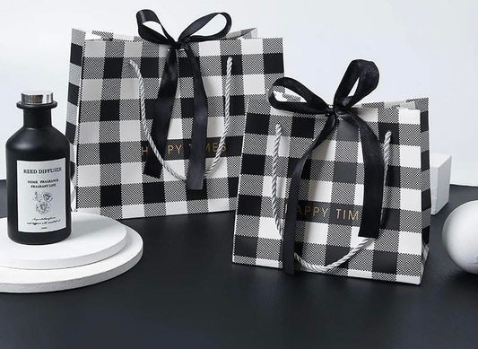 Printed Gift Bags-BLACK CHECK