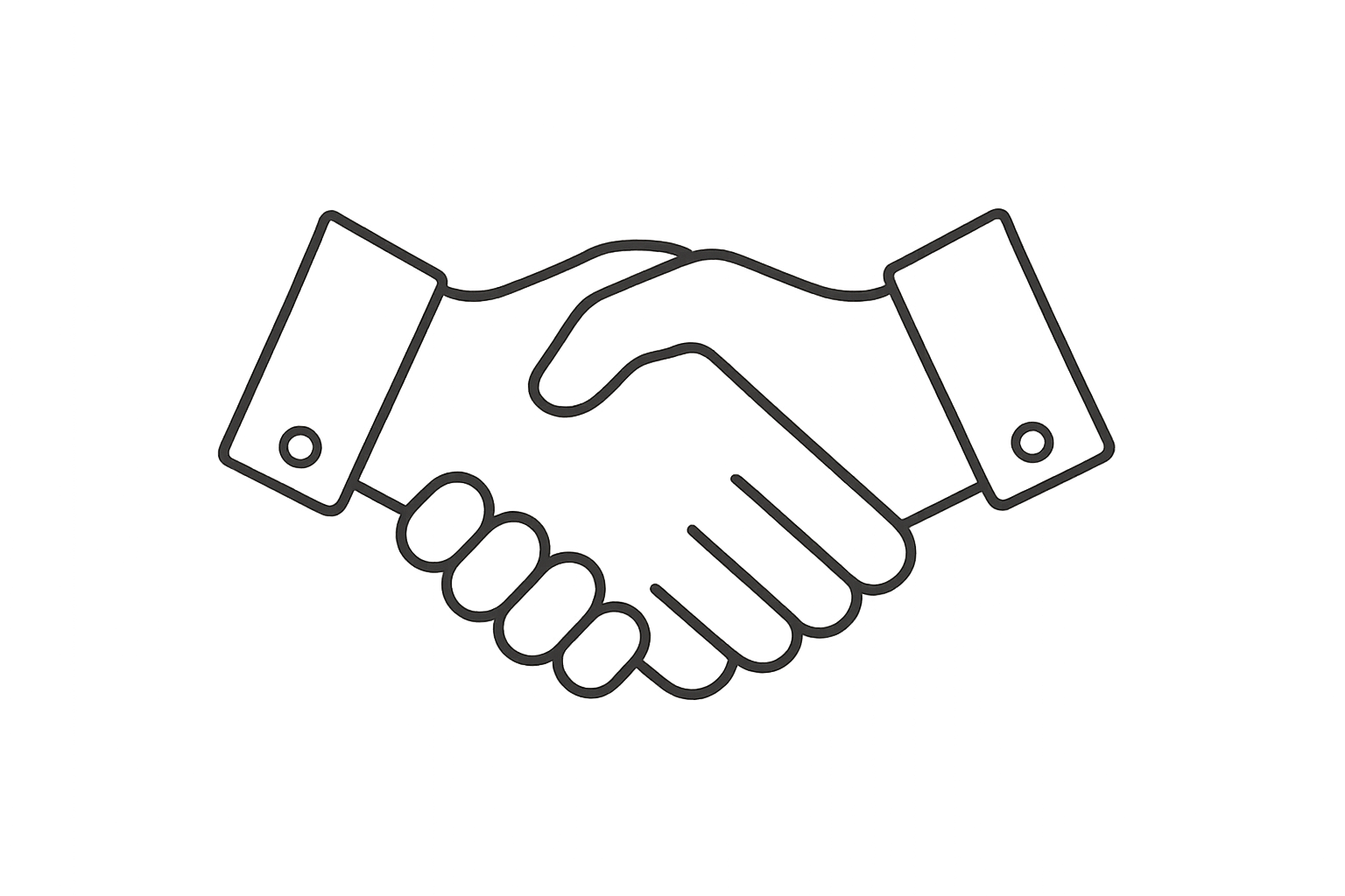 thin handshake outline icon without background